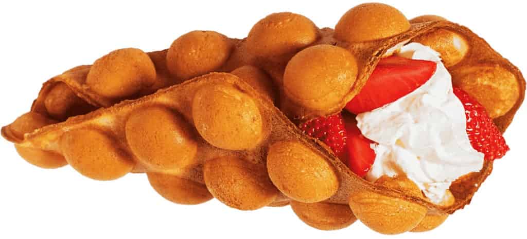 Bubble Waffle strawberries with cream